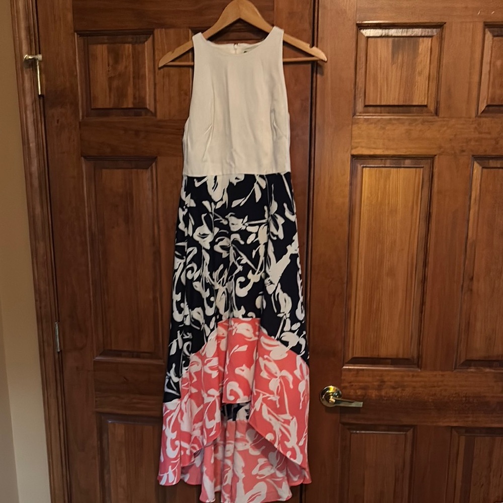 Vince Camuto White and Black Halter High Low Sundress